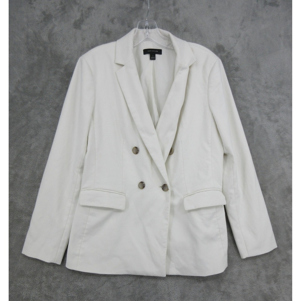 Ann Taylor Blazer Womens Size 6 Double Breasted Office Career Professional White